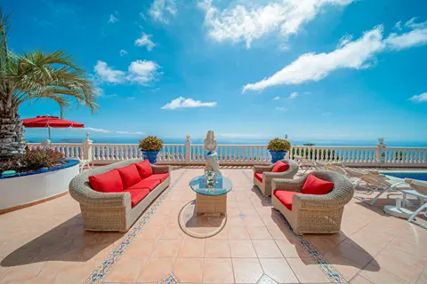 Panoramic terrace lounge with sea views at Villa Monaco Adeje Tenerife Panoramic terrace lounge with sea views at Villa Monaco Adeje Tenerife