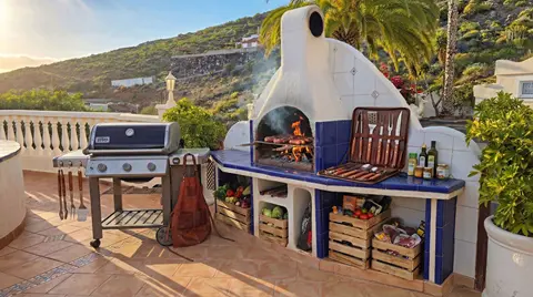 BBQ terrace with outdoor cooking area at Villa Monaco Adeje Tenerife BBQ terrace with outdoor cooking area at Villa Monaco Adeje Tenerife