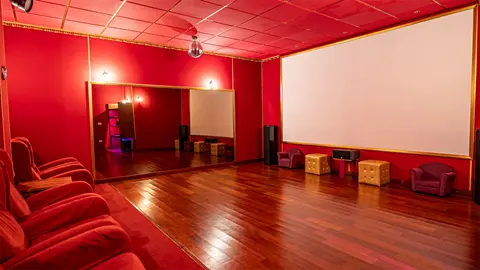 Private cinema room with large projection screen at Villa Monaco Adeje Tenerife Private cinema room with large projection screen at Villa Monaco Adeje Tenerife