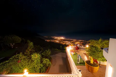 Night view from Sky bedroom overlooking pool and coastline at Villa Monaco Adeje Tenerife Night view from Sky bedroom overlooking pool and coastline at Villa Monaco Adeje Tenerife