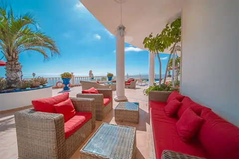 Covered terrace lounge with sea views at Villa Monaco Adeje Tenerife Covered terrace lounge with sea views at Villa Monaco Adeje Tenerife